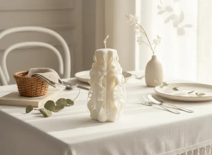 Bow detail carved candle