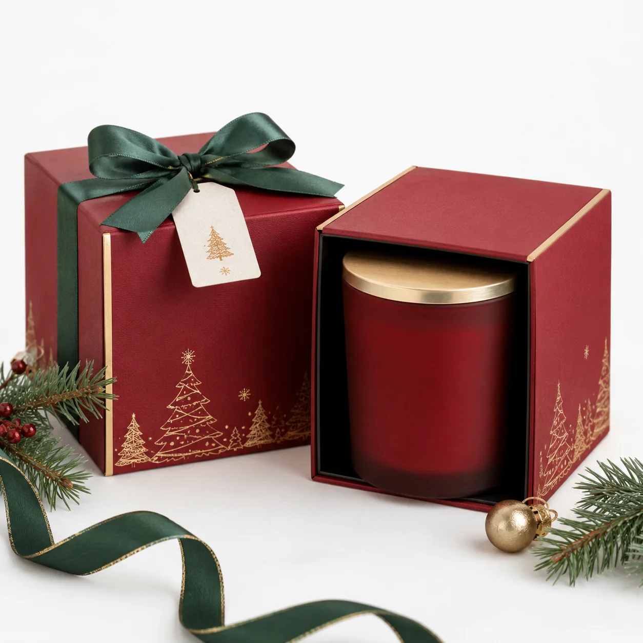 Red Christmas jar candle gift box