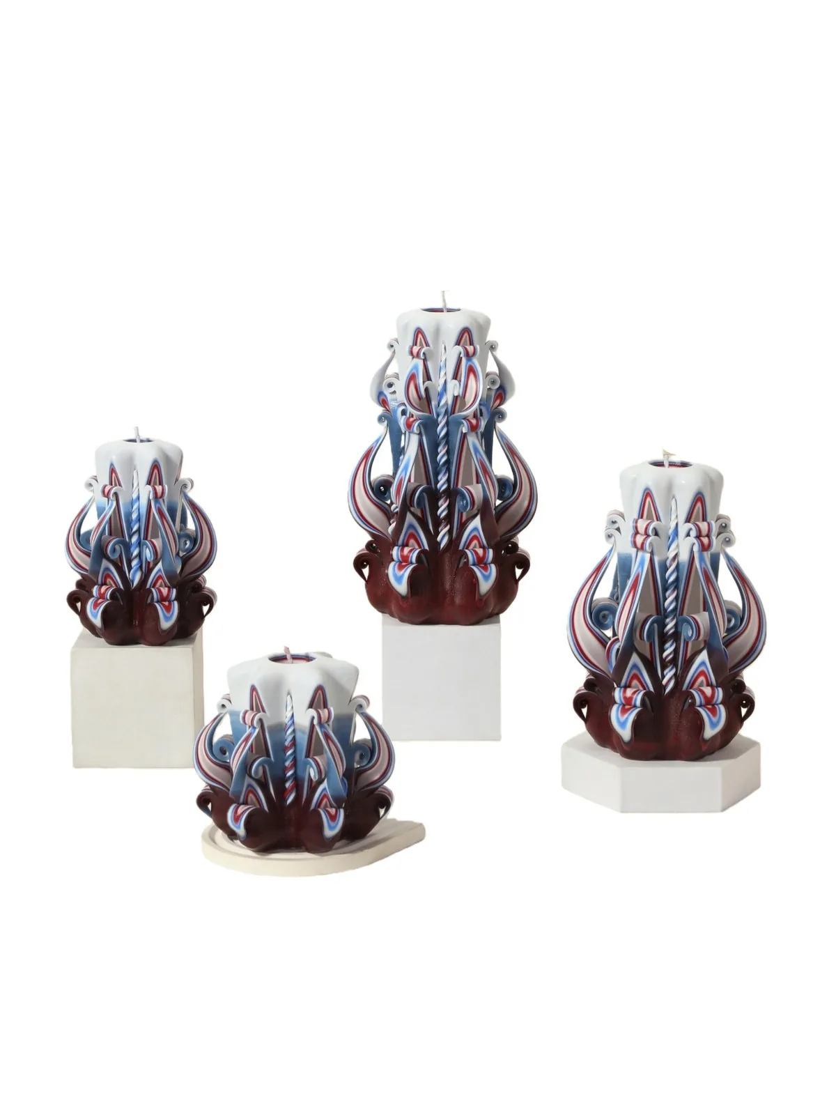 Layered Tricolor Hand-Carved Pillar Candle collection view