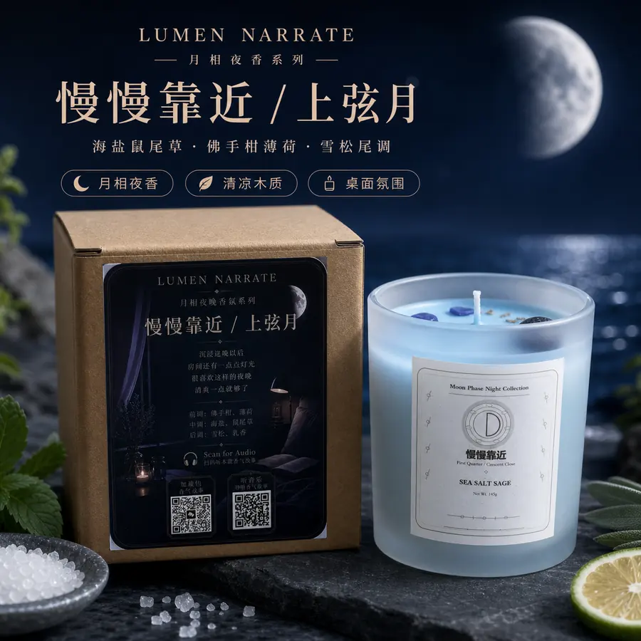 Coming Closer First Quarter Moon Candle