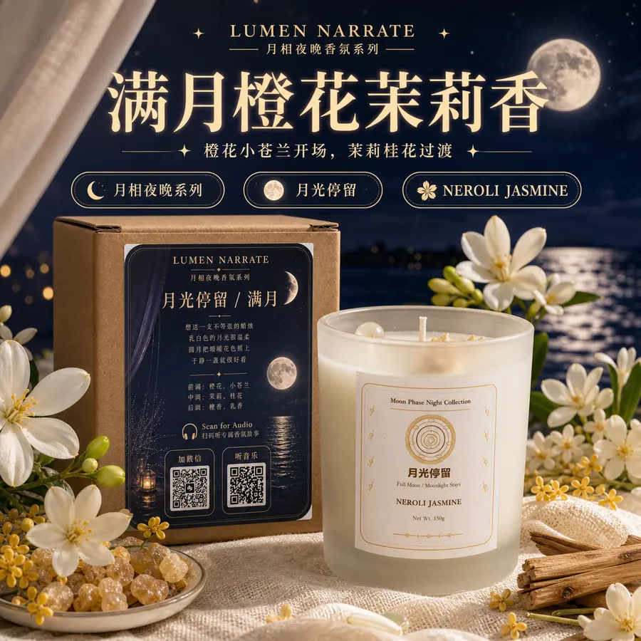 Moonlight Stays Full Moon Candle
