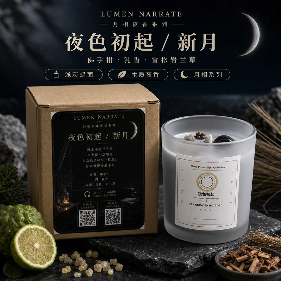 Night Begins New Moon Candle