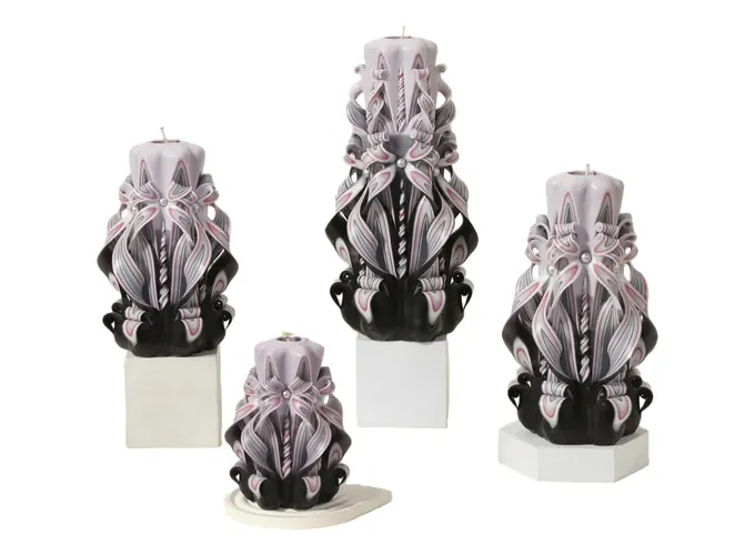 Pearl bow hand-carved pillar candle