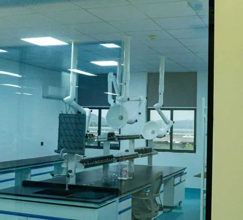 Fragrance development laboratory with extraction equipment and sample bottles