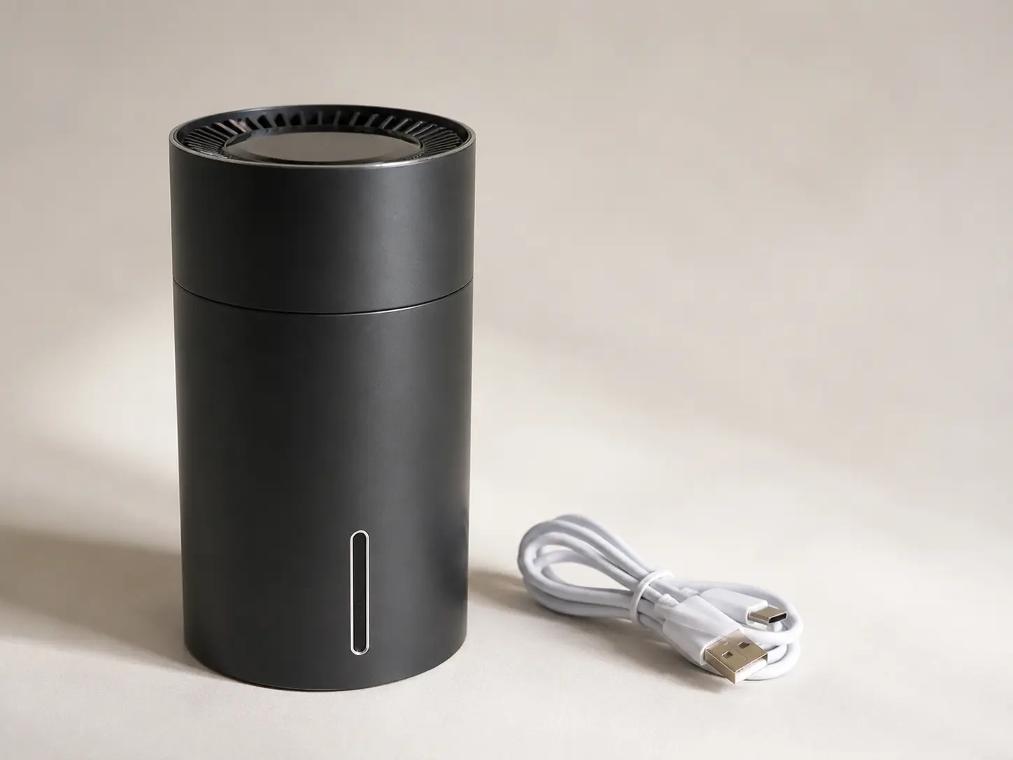 W301 black water-based essential-oil aroma humidifier with Type-C cable